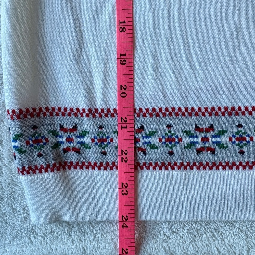 Lands' End Nordic Print Festive Sweater, Skiing Design. White. Size L (14/16) - Picture 6 of 9